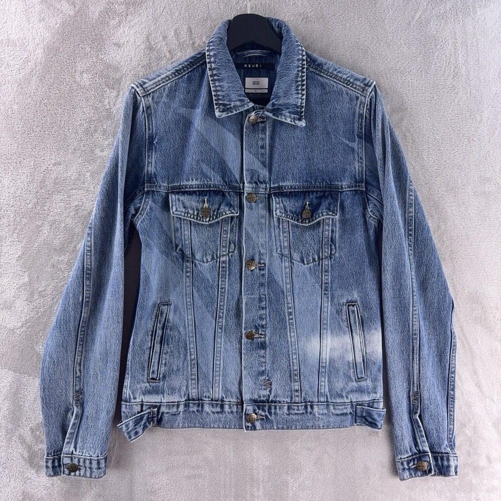 Ksubi Denim Retrograde Denim Trucker Jacket Mens Size Small Blue Classic SS21‎